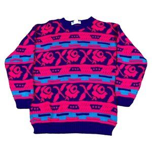 Vintage 90s Jamie‎ Rose Multicolor Patterned Sweater Women’s Size Medium